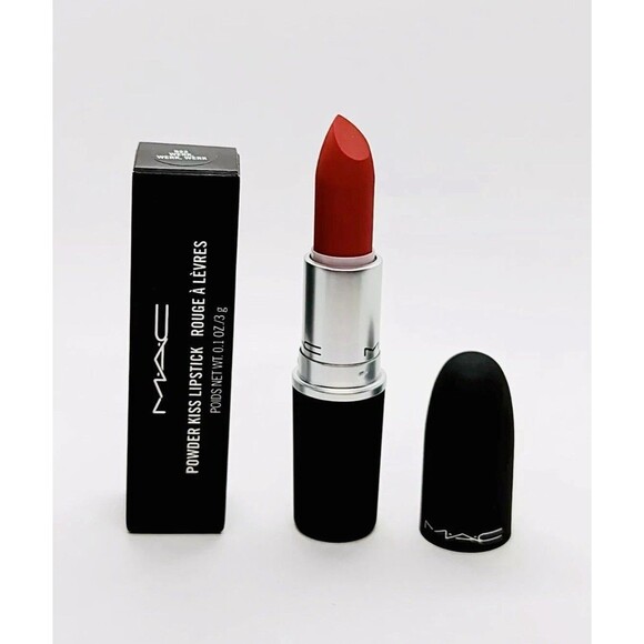 MAC Cosmetics Powder Kiss Lipstick WERK WERK WERK 0.1 Oz Full Size 922 Cool Red - Picture 1 of 6
